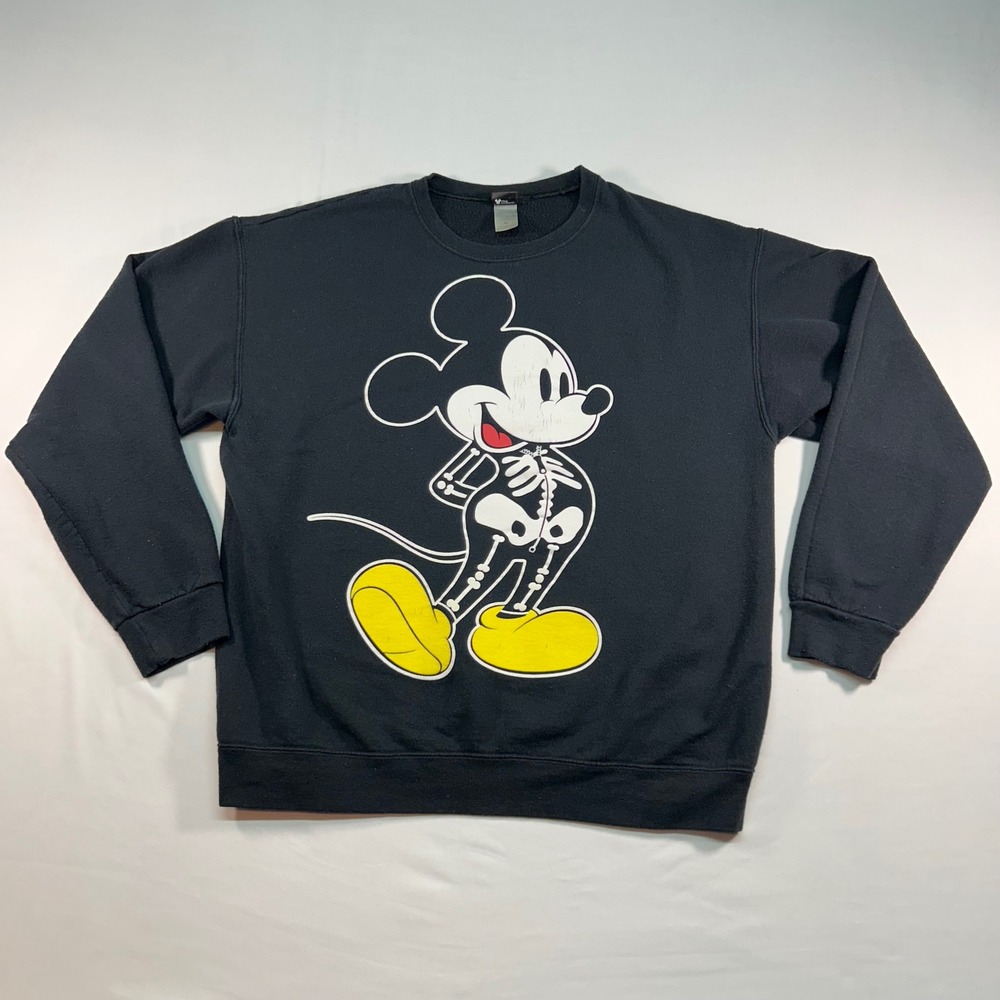 Disney Mickey Mouse Skeleton Halloween Sweatshirt Black Medium JT05792